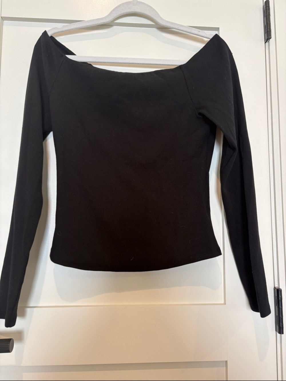 Joe's Jeans Black Long Sleeve Off-Shoulder Top